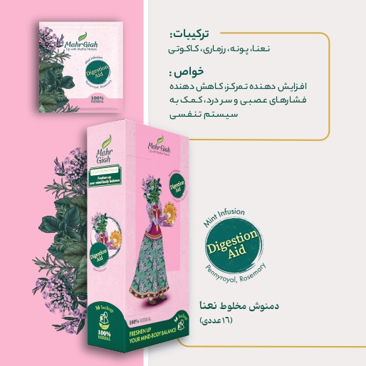 دمنوش مخلوط نعنا در بسته بندی 16 عددی خرید از فروشگاه اینترنتی ویاناطب www.vianateb.ir