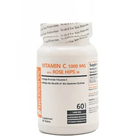 قرص ویتامین C 1000 میلی گرم با عصاره رزهیپس برونسون ۶۰ عددی انقضا 2026/08 خرید از فروشگاه اینترنتی ویاناطب www.vianateb.ir